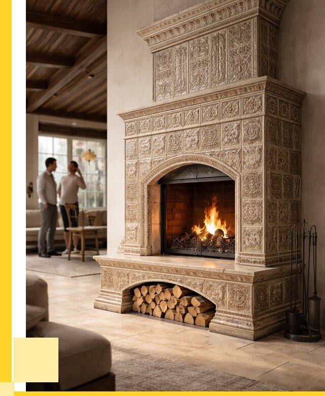 Купить изразцовый камин в Новоалтайске от 255600 р. | ЭриданНвл