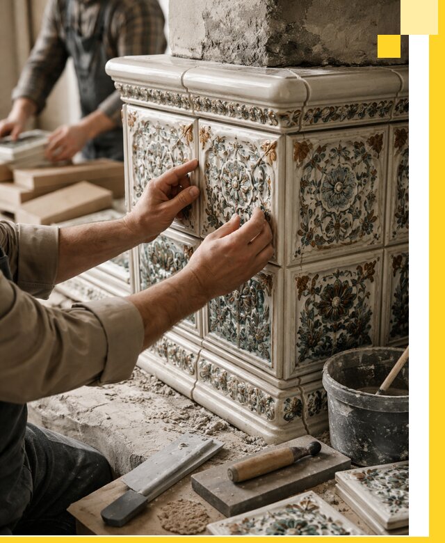 Изразцовые камины под ключ в Новоалтайске: проект и монтаж