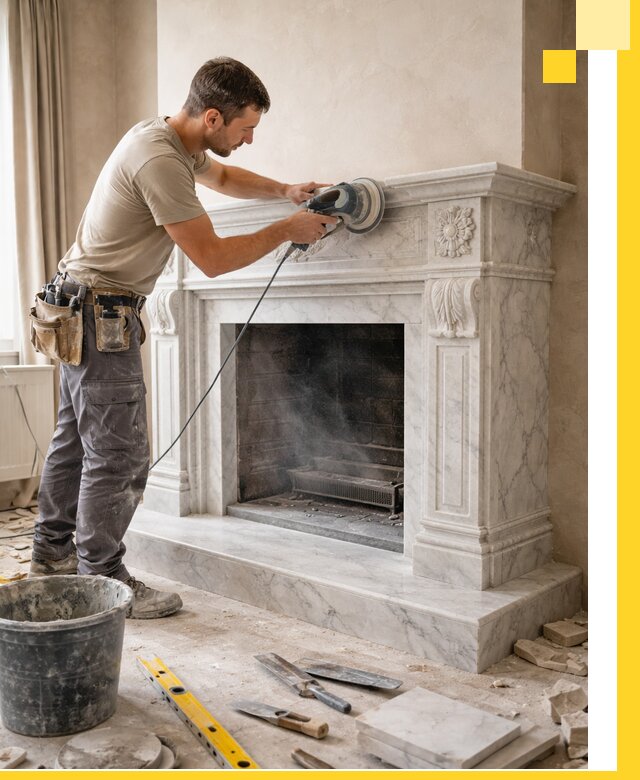 Изготовление и установка мраморных каминов в Новоалтайске под ключ