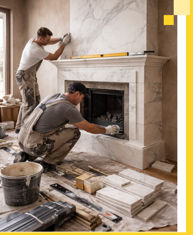 Отделка каминов в Новоалтайске качественные облицовочные работы