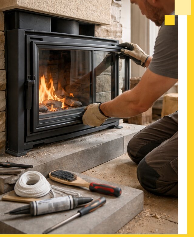 Производство, монтаж и доставка каминов со стеклом в Новоалтайске