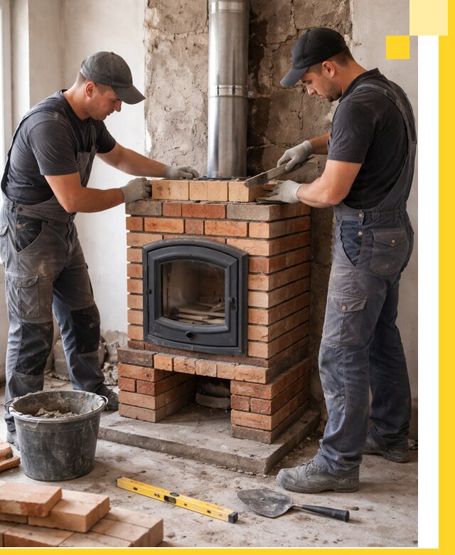 Монтаж печи камина под ключ в Новоалтайске с гарантией и пусконаладкой