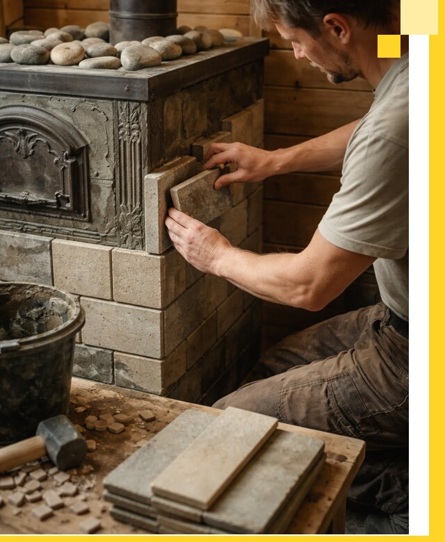 Облицовка банных печей в Новоалтайске профессиональная отделка