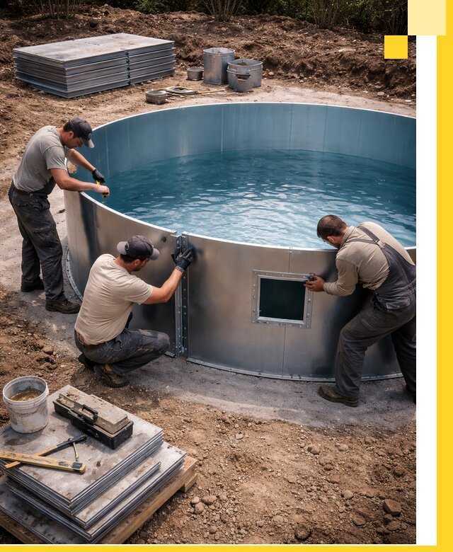 Круглые бассейны под ключ в Новоалтайске проектирование и монтаж