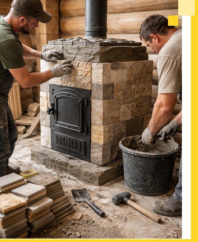 Облицовка банной печи под ключ в Новоалтайске: камень и плитка