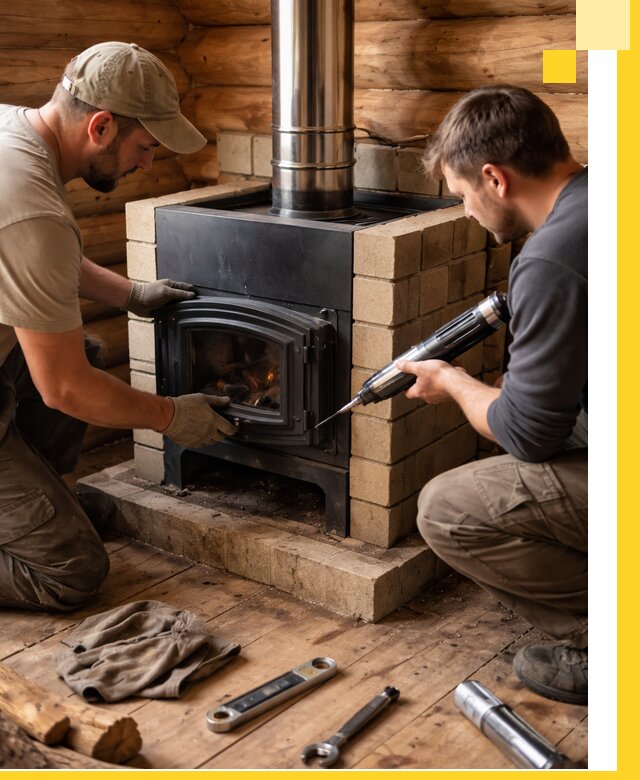 Монтаж и установка печи в бане под ключ с гарантией в Новоалтайске